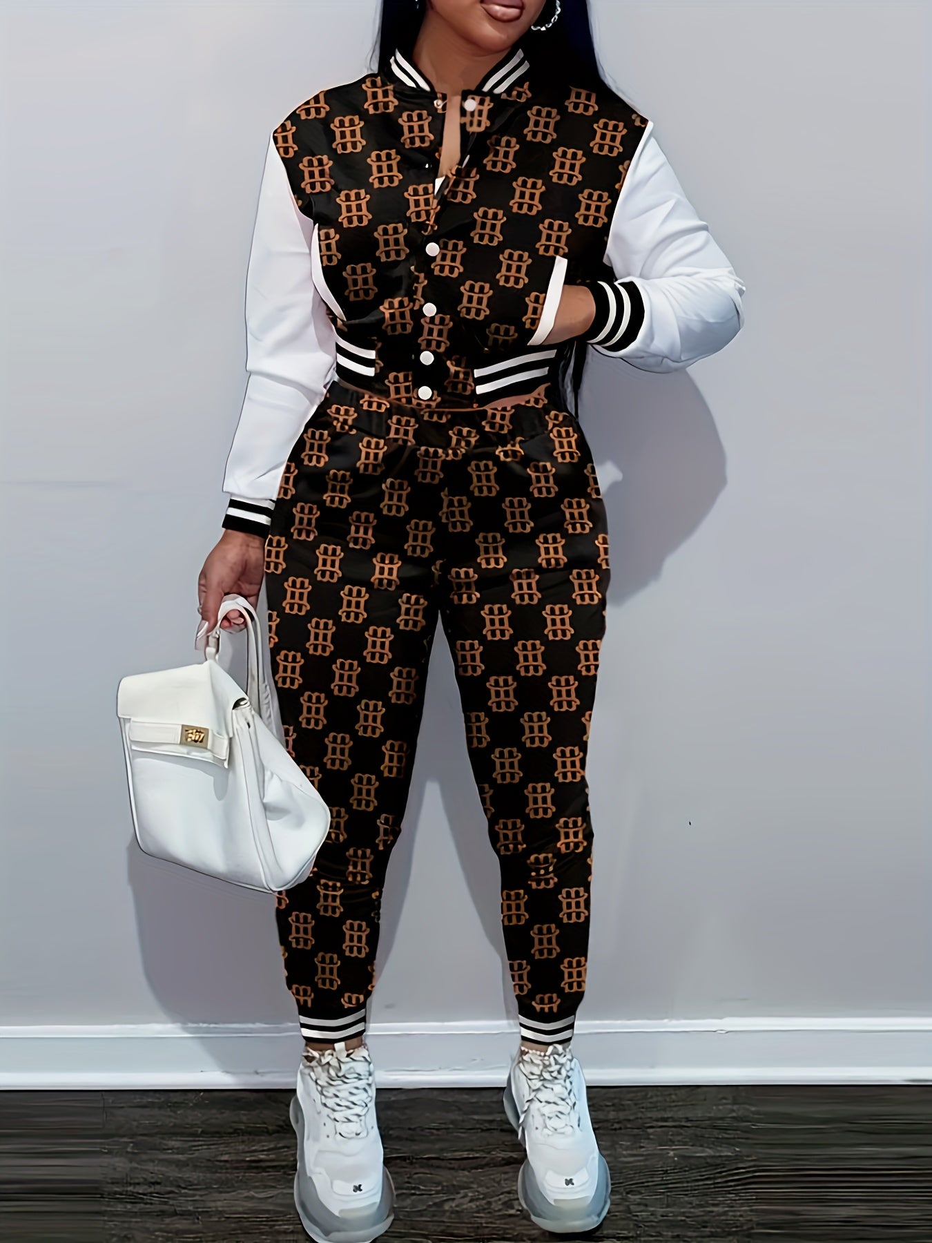 Women's Baseball Suit Sports Suit 2pcs Set of Sweatshirt and Sports Pants